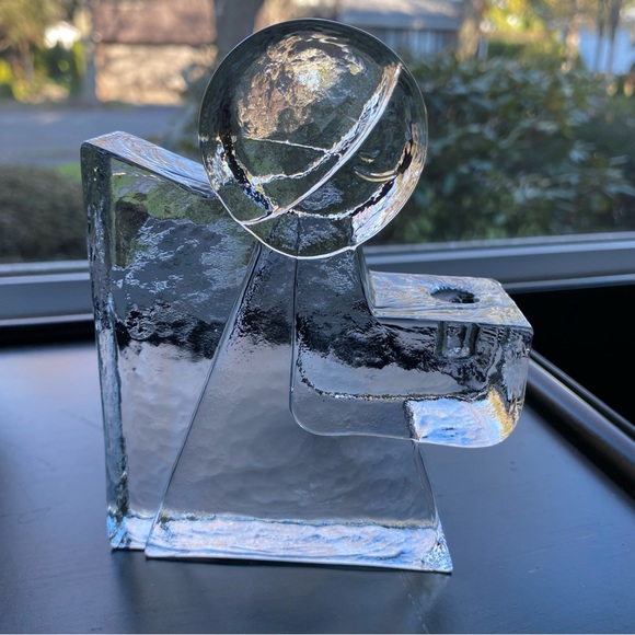 Swedish Wiesenthal Hutte Wiesenthalhutte Angel Ice Glass Candle Holder Vintage - Picture 2 of 16